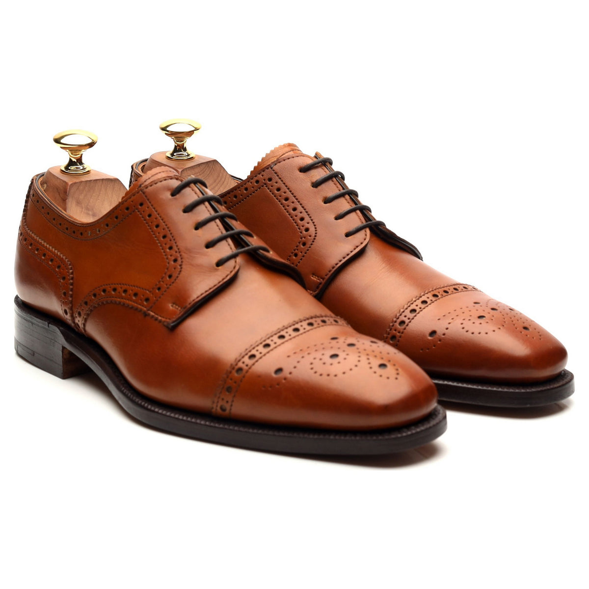 &#39;Randolph&#39; Tan Brown Leather Derby Brogues UK 6 F