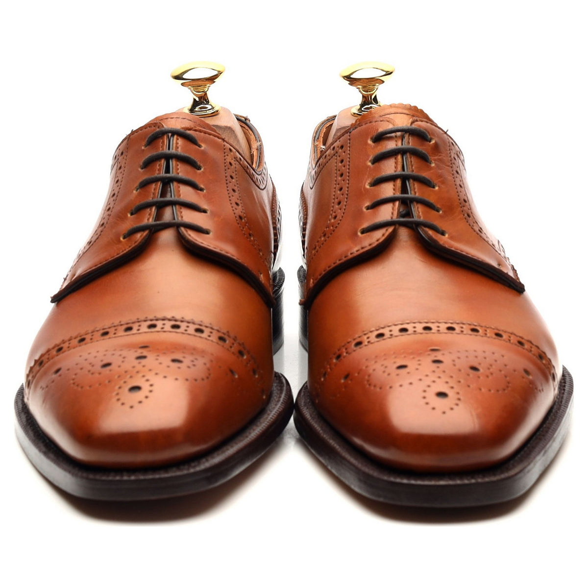 &#39;Randolph&#39; Tan Brown Leather Derby Brogues UK 6 F