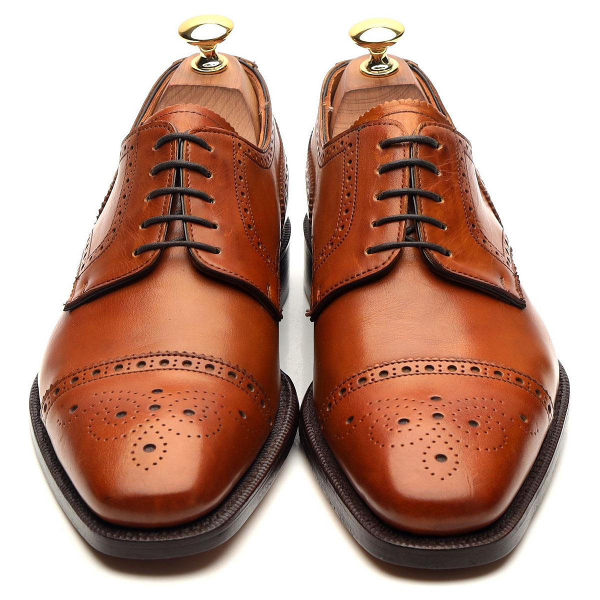 &#39;Randolph&#39; Tan Brown Leather Derby Brogues UK 6 F