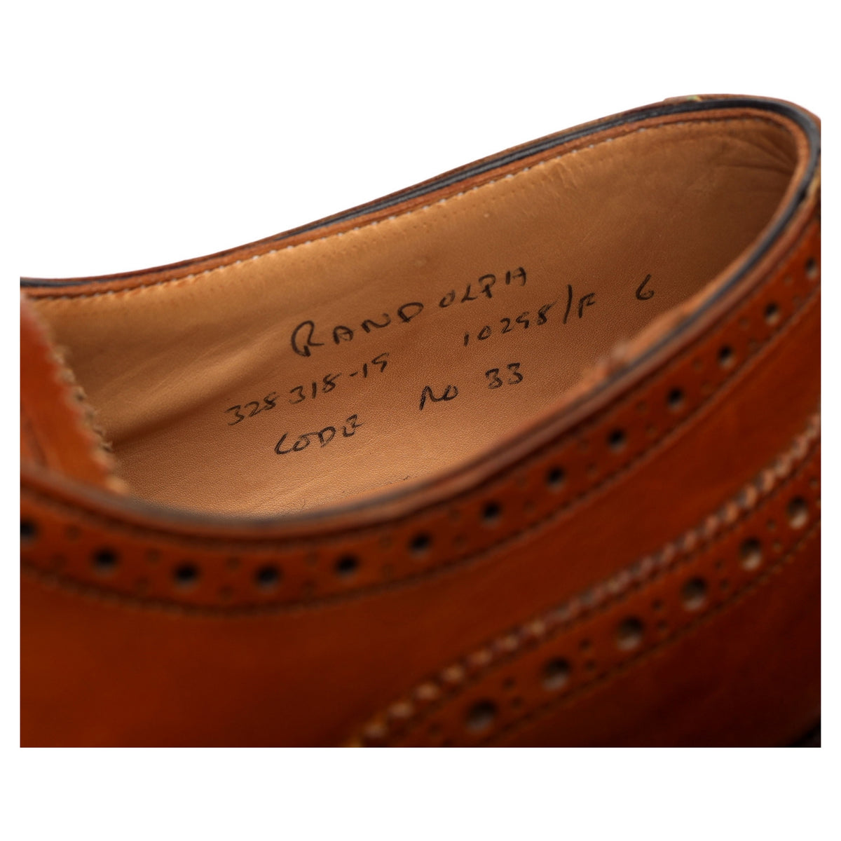 &#39;Randolph&#39; Tan Brown Leather Derby Brogues UK 6 F