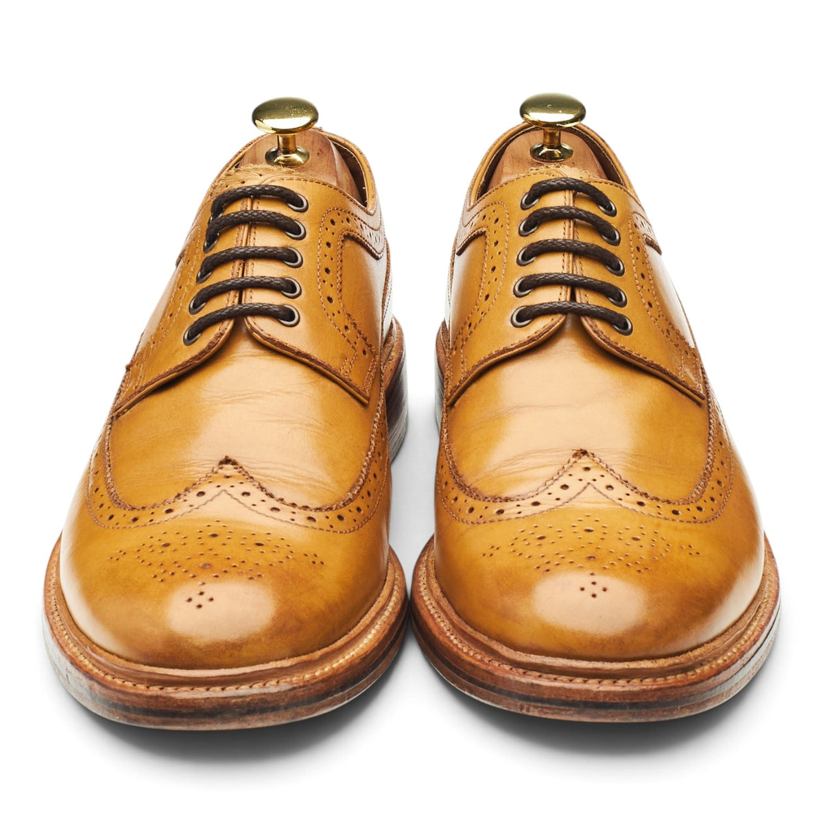 Tan Brown Leather Derby Brogues UK 8 G