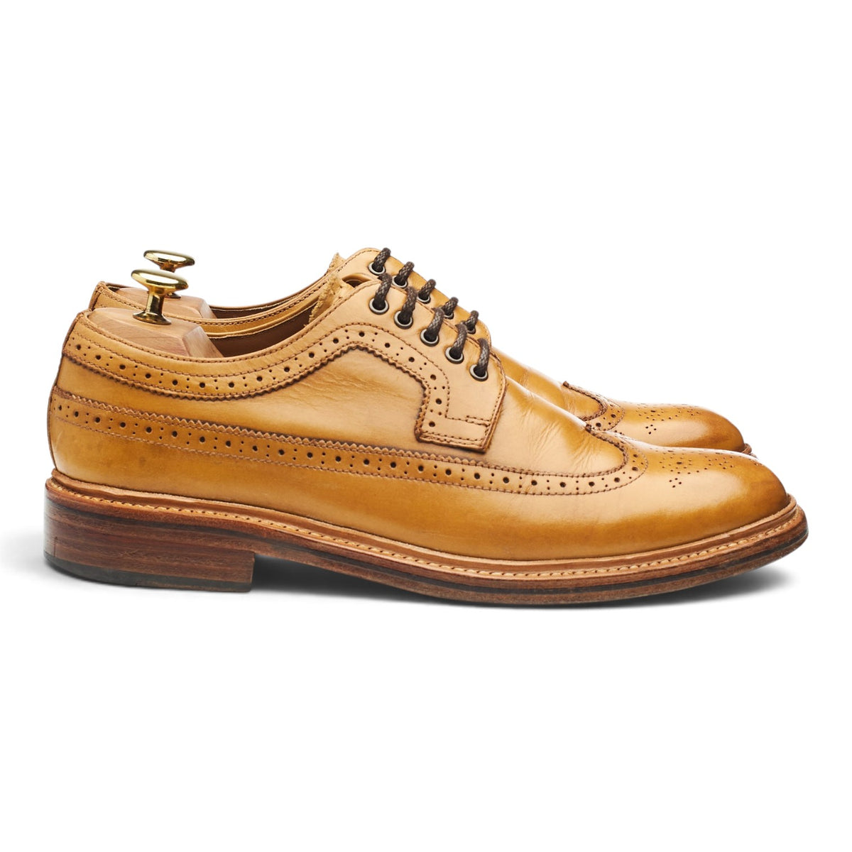 Tan Brown Leather Derby Brogues UK 8 G