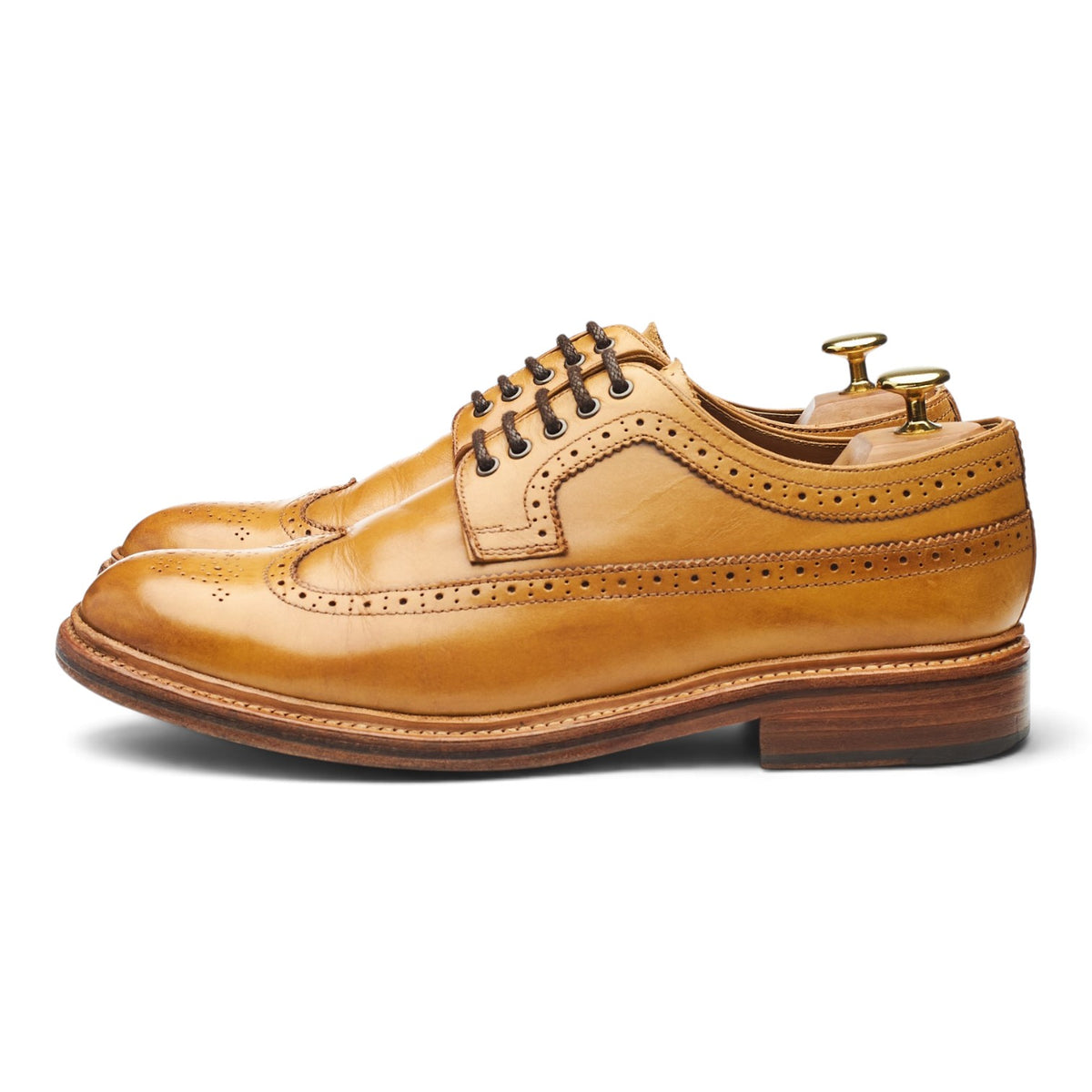 Tan Brown Leather Derby Brogues UK 8 G