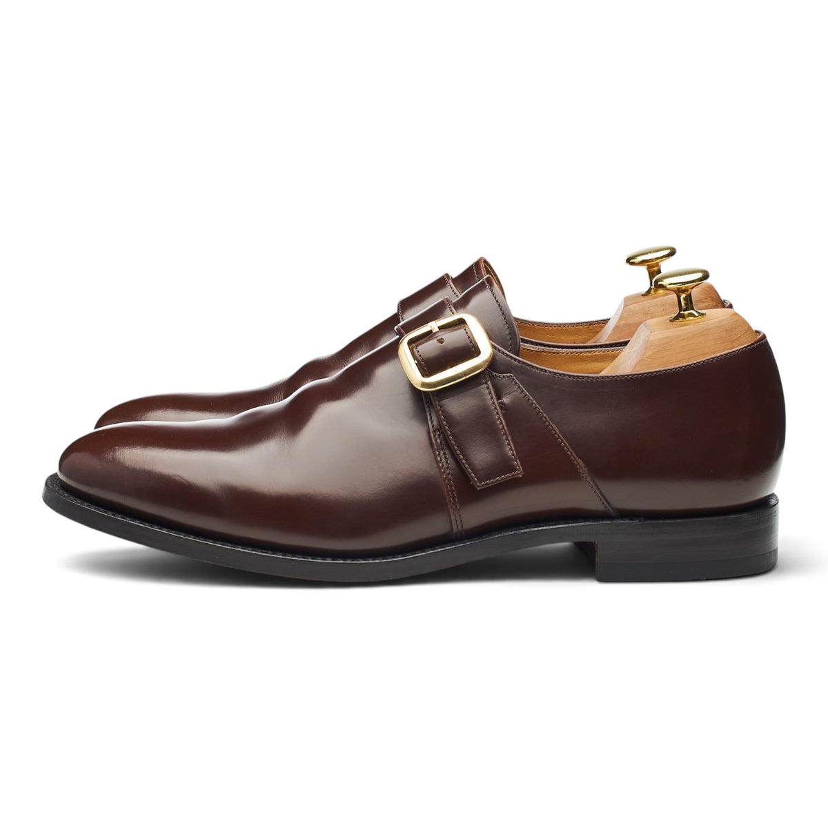 'Cardiff' Brown Leather Monk Strap UK 8 F