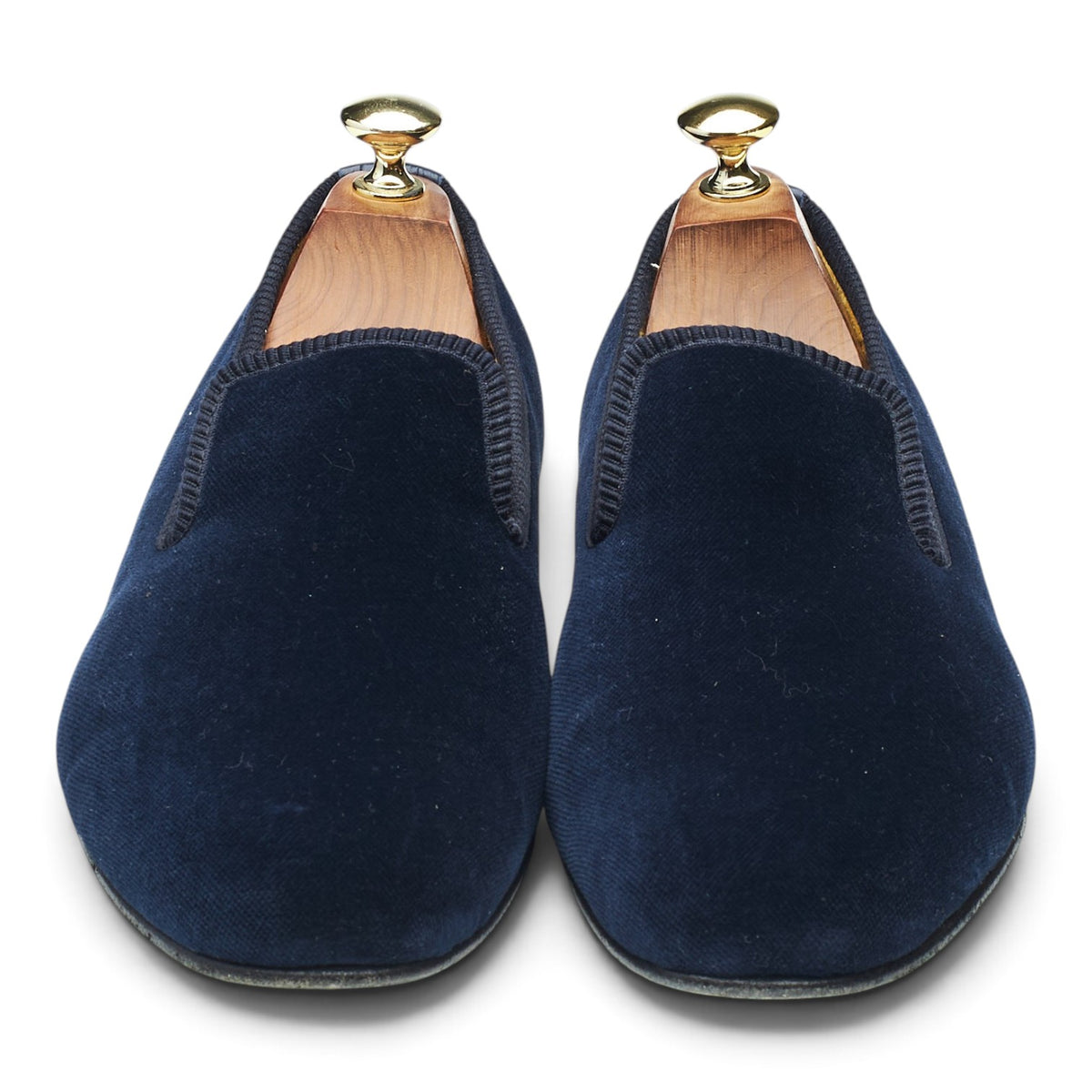 'Albert' Navy Blue Velvet Slippers UK 8