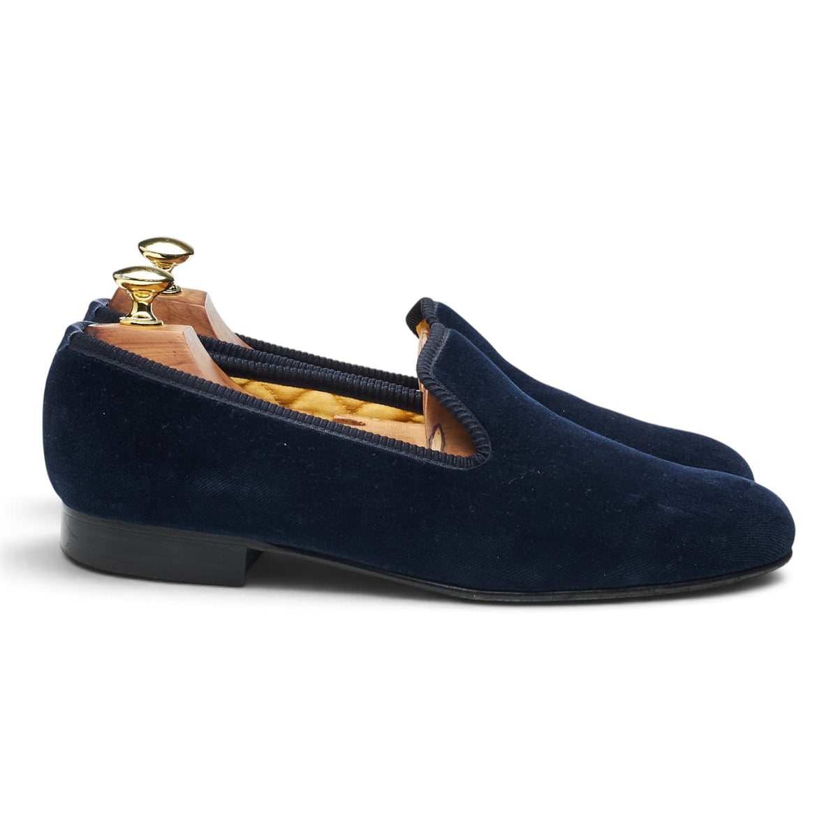 'Albert' Navy Blue Velvet Slippers UK 8