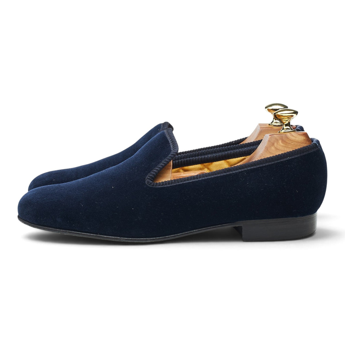 'Albert' Navy Blue Velvet Slippers UK 8