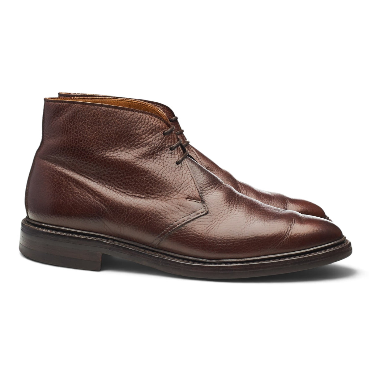 'Brecon' Dark Brown Grain Leather Chukka Boots UK 7.5 G