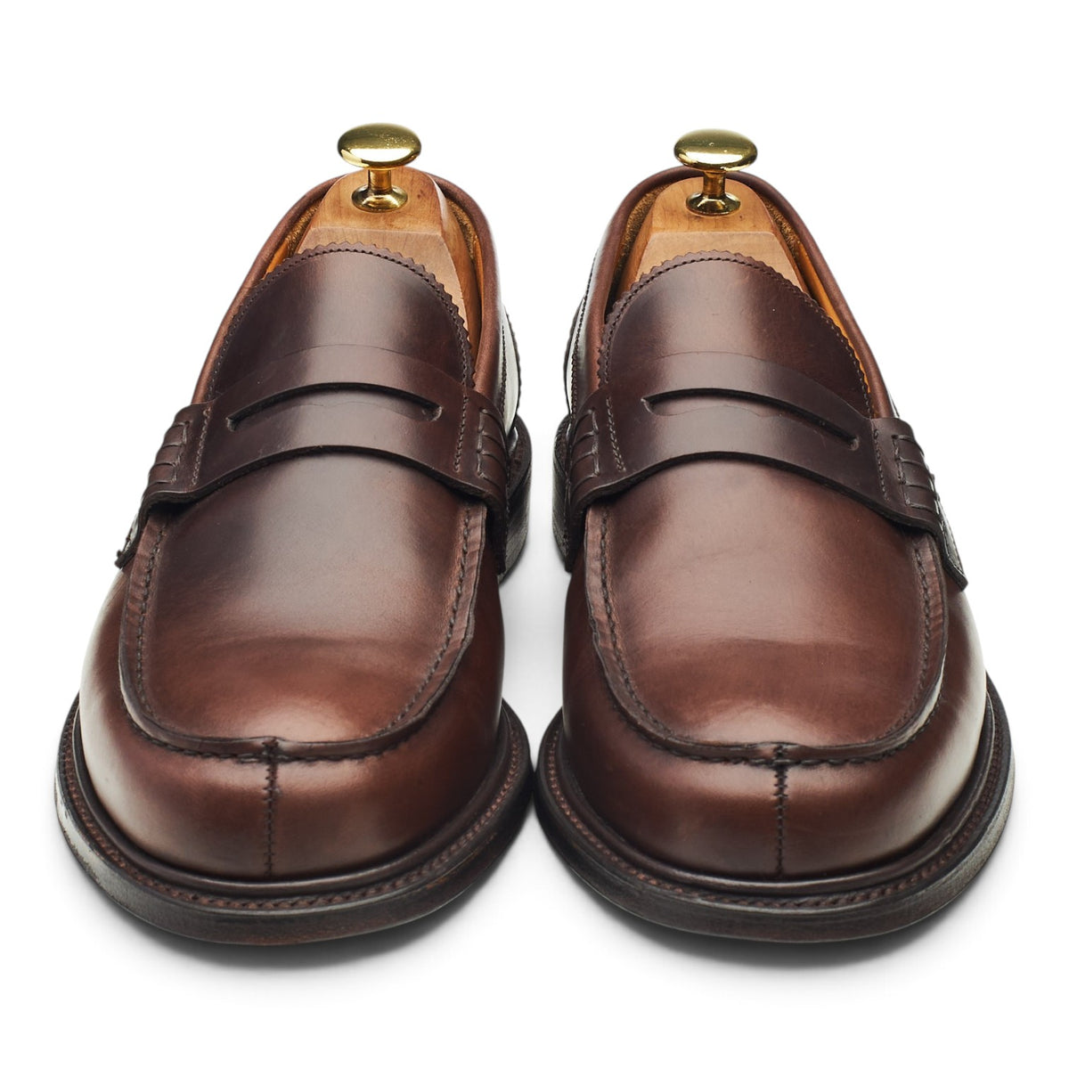 'Dorking' Dark Brown Leather Split Toe Loafers UK 8.5 F