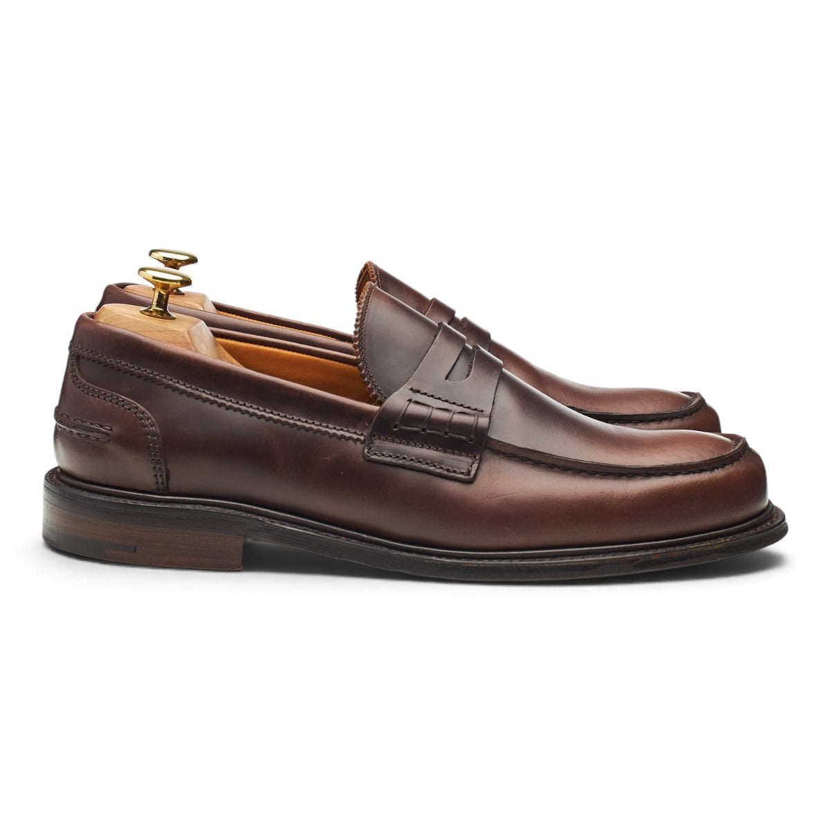 'Dorking' Dark Brown Leather Split Toe Loafers UK 8.5 F