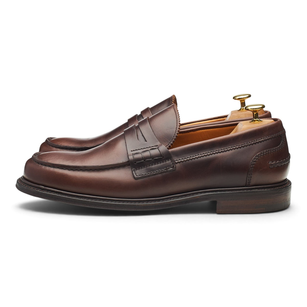 'Dorking' Dark Brown Leather Split Toe Loafers UK 8.5 F