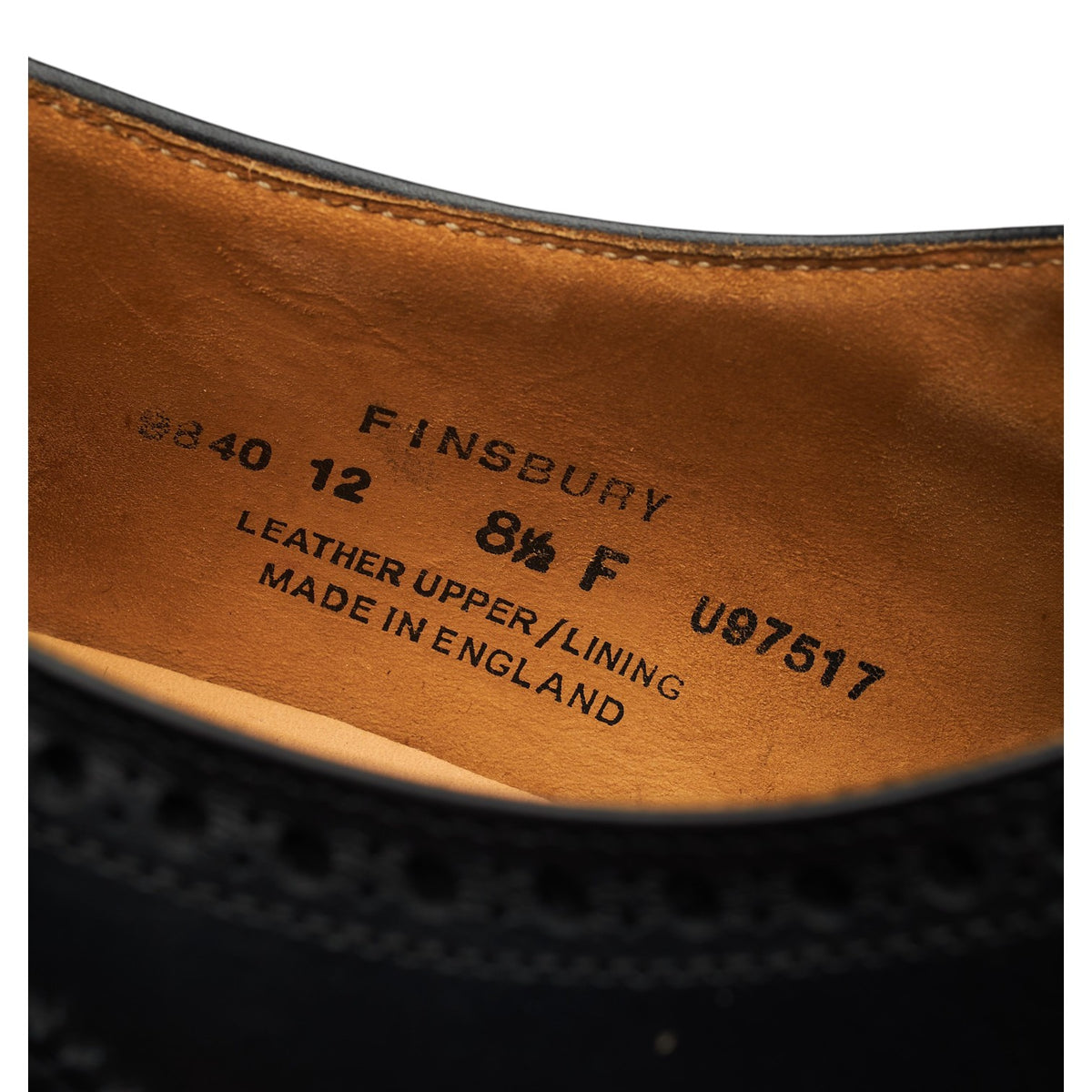'Finsbury' Black Leather Oxford Brogues UK 8.5 F