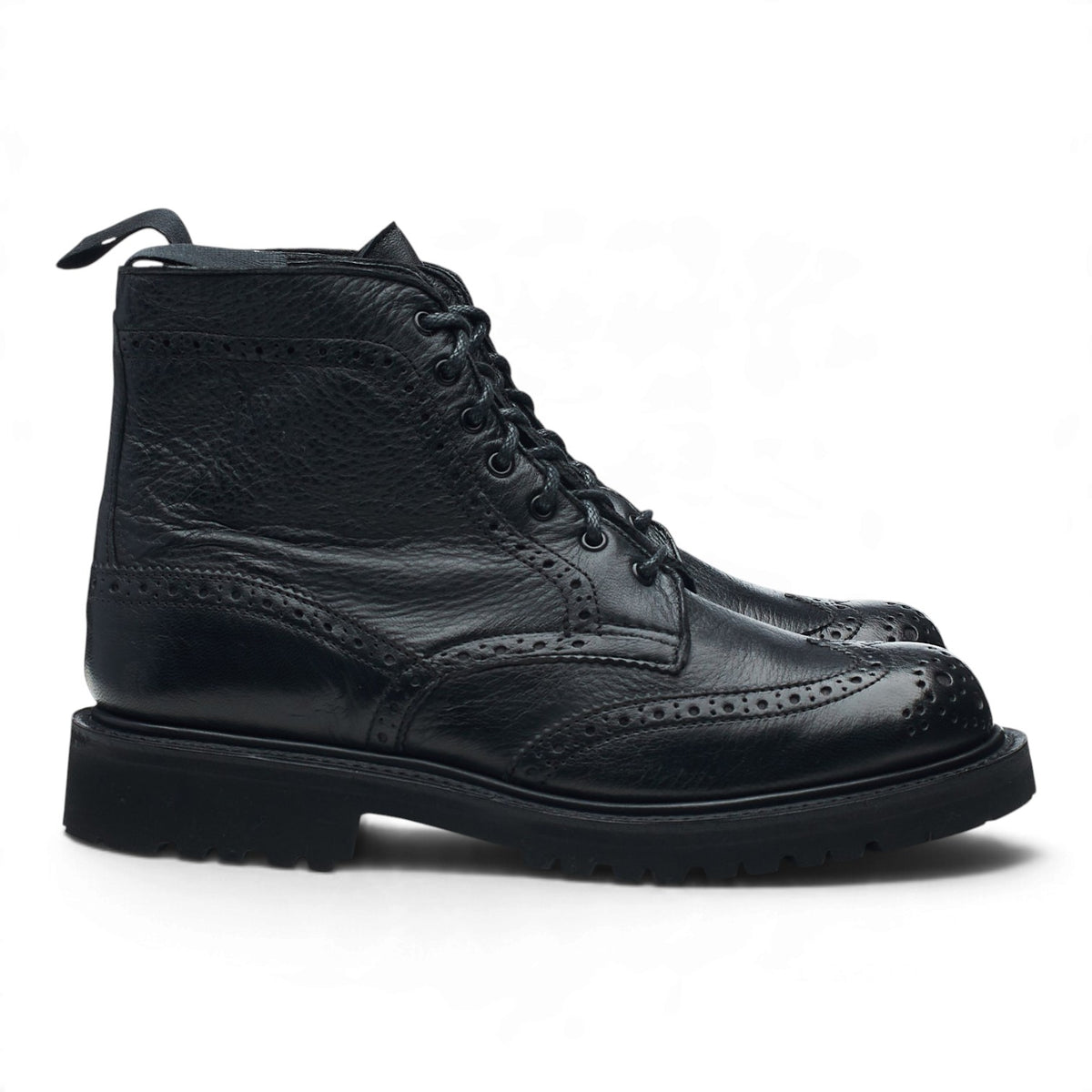 Women's 'Stephy' Black Leather Brogues Boots UK 5