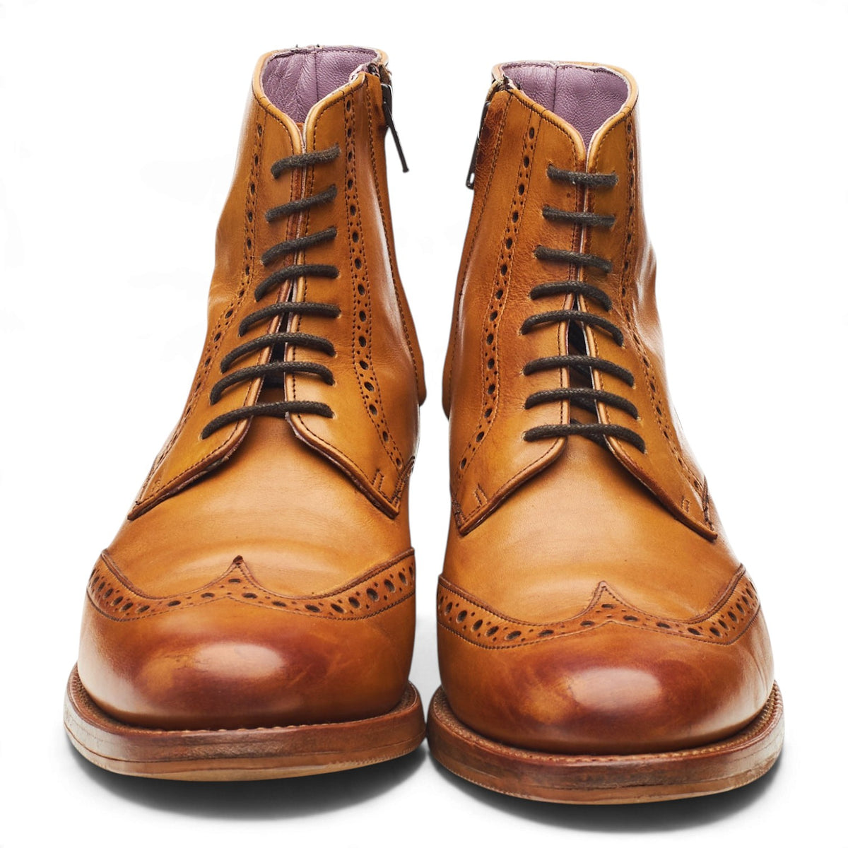 Women's 'Faye' Tan Brown Leather Brogue Boots UK 6 D
