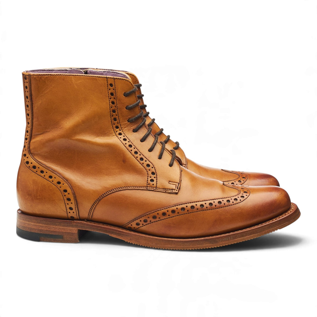 Women's 'Faye' Tan Brown Leather Brogue Boots UK 6 D