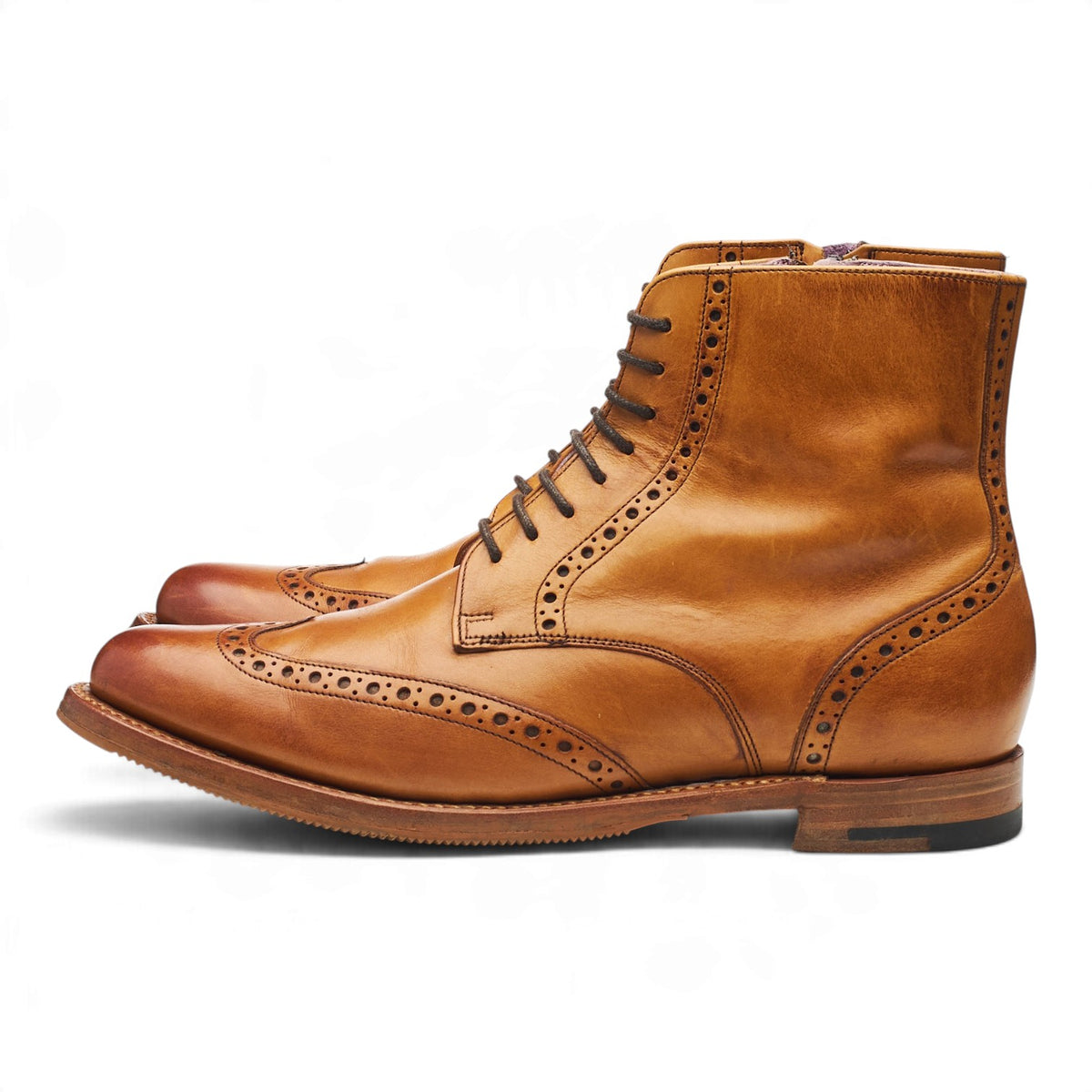 Women's 'Faye' Tan Brown Leather Brogue Boots UK 6 D