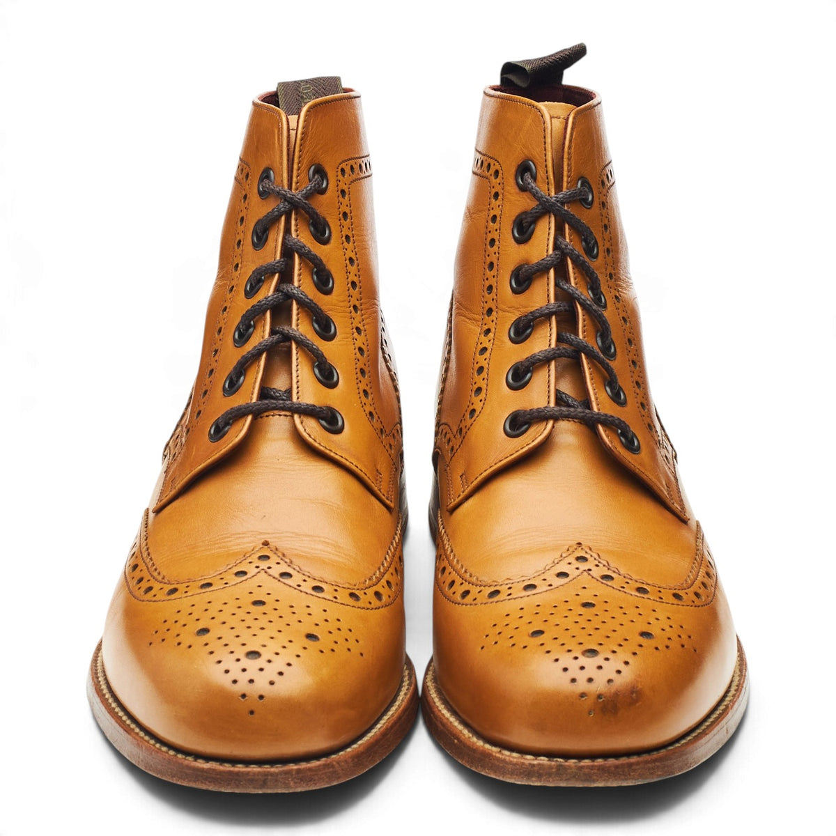 Women's 'Anne' Tan Brown Leather Brogues Boots UK 7.5 E