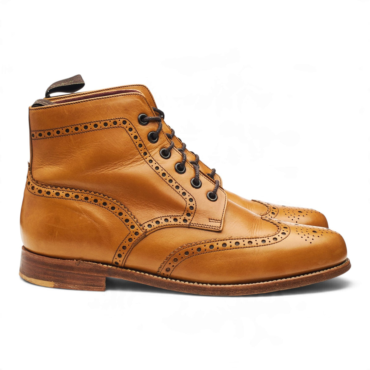 Women's 'Anne' Tan Brown Leather Brogues Boots UK 7.5 E