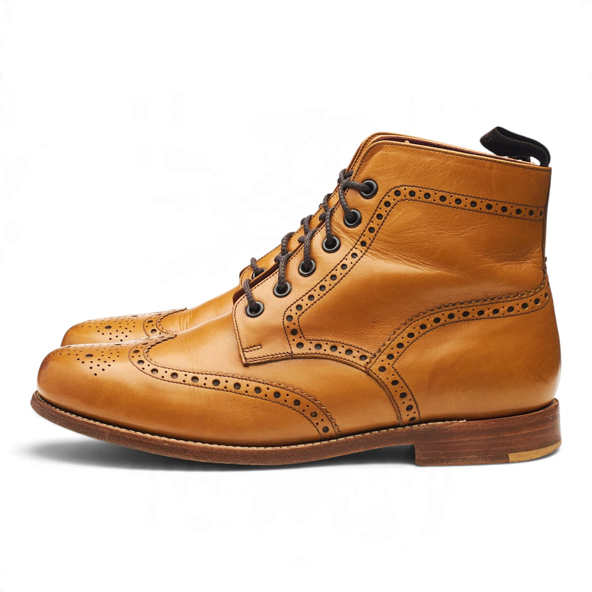 Women's 'Anne' Tan Brown Leather Brogues Boots UK 7.5 E
