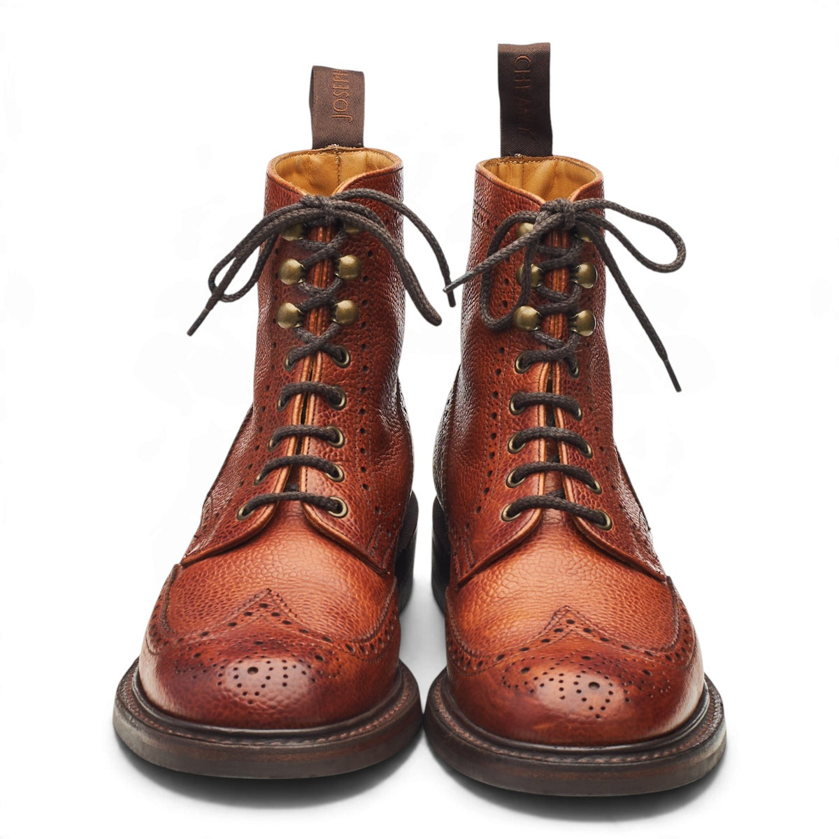 Women's 'Olivia' Tan Brown Leather Brogue Boots UK 5.5 D