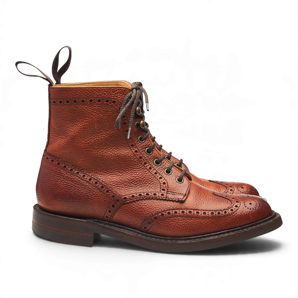 Women's 'Olivia' Tan Brown Leather Brogue Boots UK 5.5 D