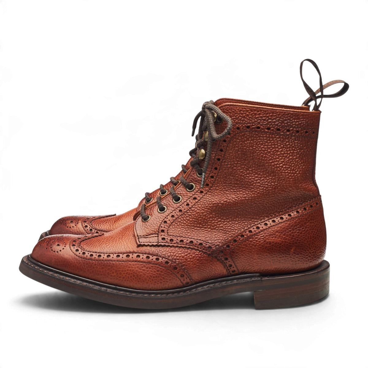 Women's 'Olivia' Tan Brown Leather Brogue Boots UK 5.5 D