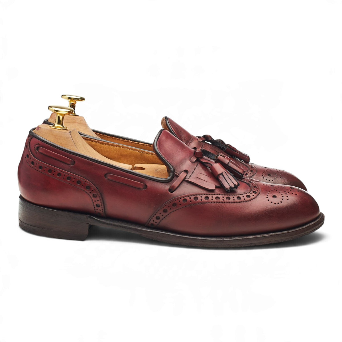 Women's 'Brooke' Burgundy Leather Tassel Loafers UK 4 D