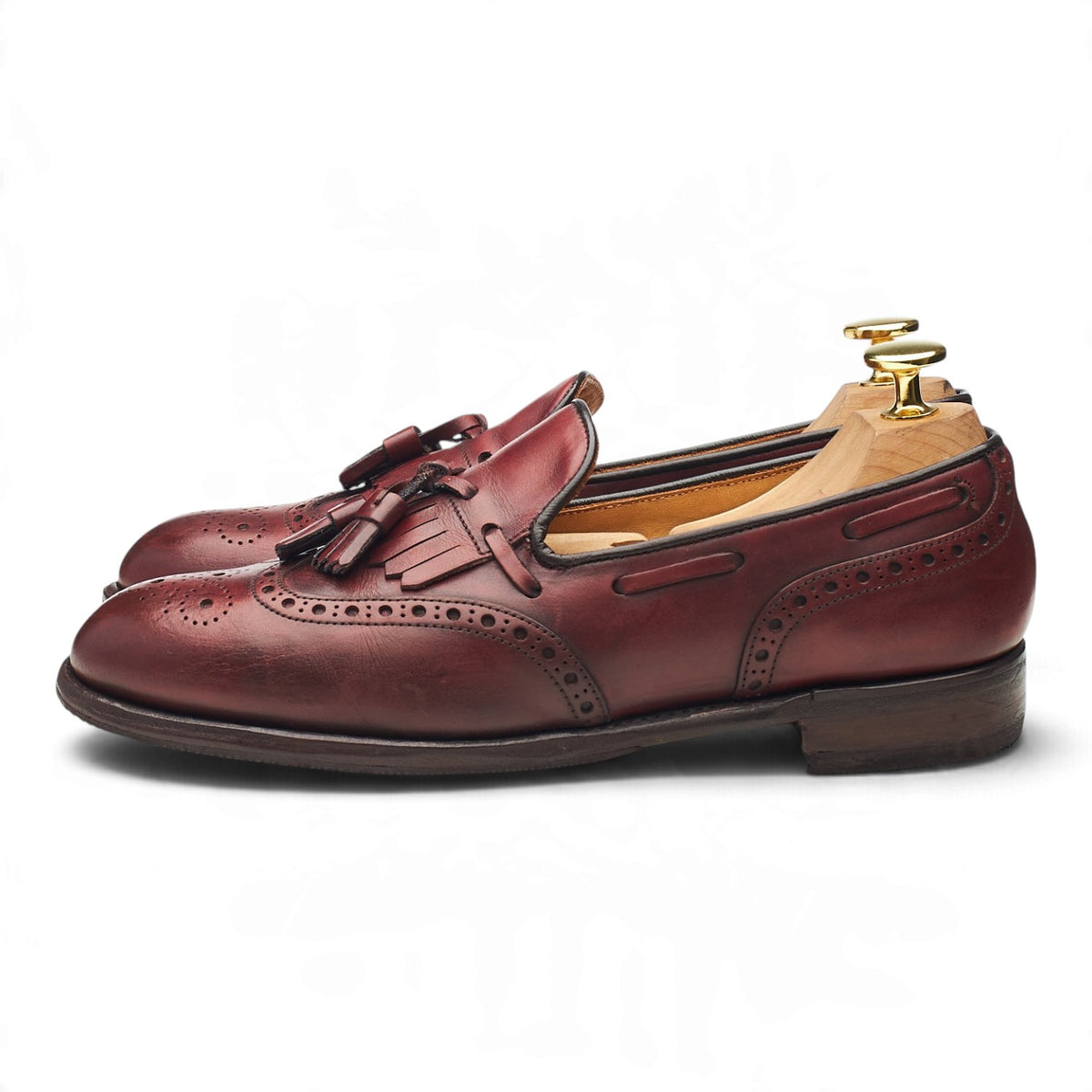 Women's 'Brooke' Burgundy Leather Tassel Loafers UK 4 D