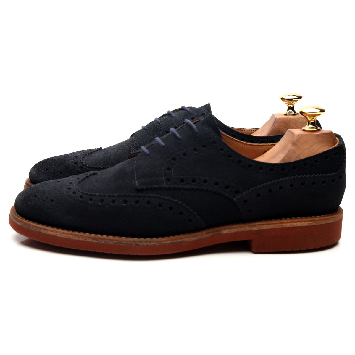 Navy Blue Suede Unlined Derby Brogues UK 9 F