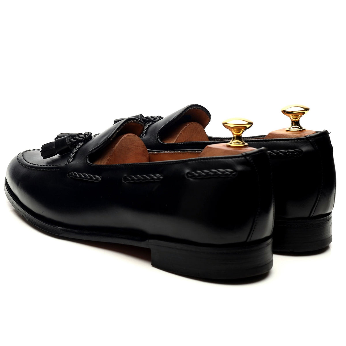 New &amp; Lingwood Black Leather Tassel Loafers UK 9.5 E