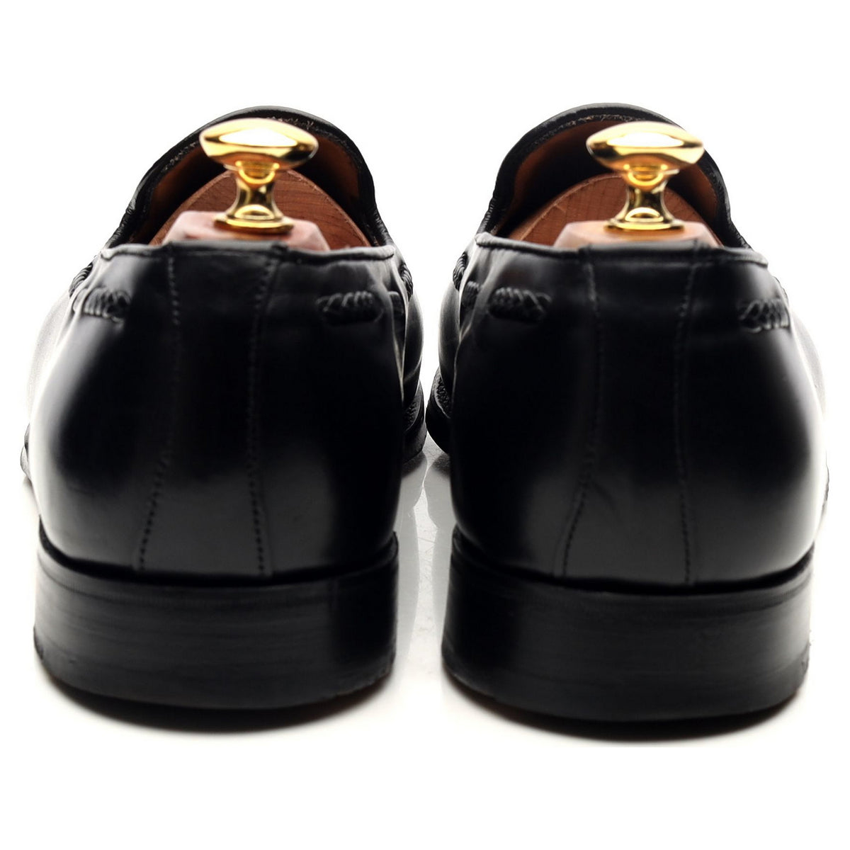 New &amp; Lingwood Black Leather Tassel Loafers UK 9.5 E