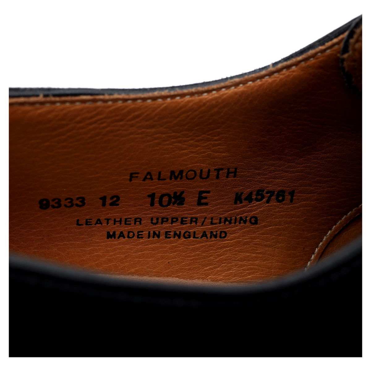 &#39;Falmouth&#39; Black Leather Derby Split Toe UK 10.5 E