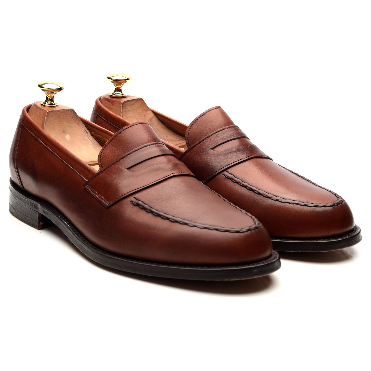 Tan Brown Leather Loafers UK 9 F
