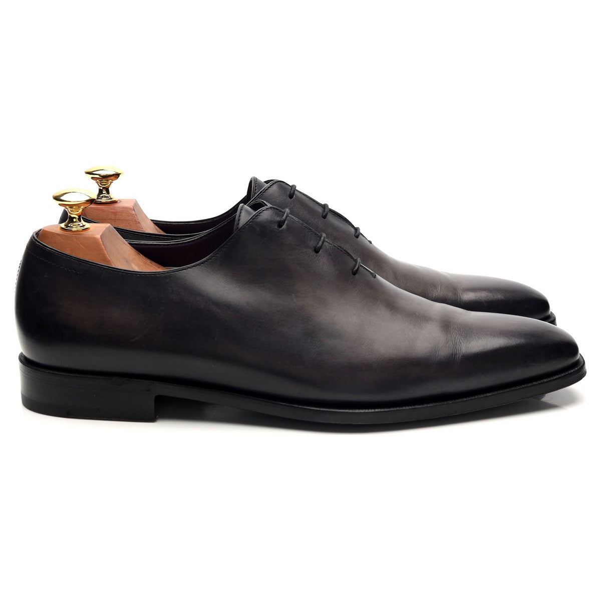 &#39;Alessandro&#39; Black Patina Leather Wholecut Oxford UK 9