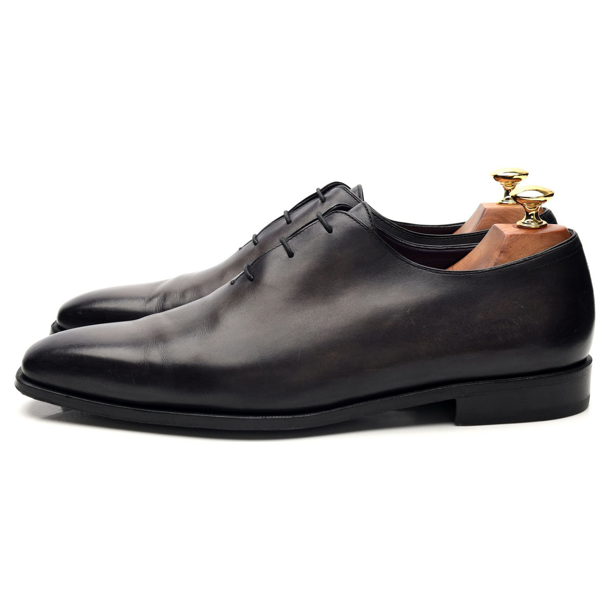 &#39;Alessandro&#39; Black Patina Leather Wholecut Oxford UK 9