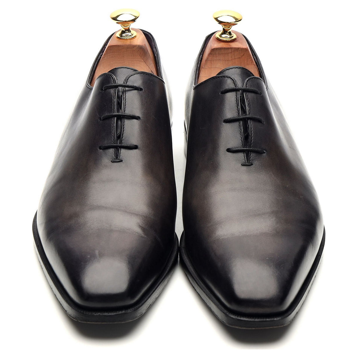 &#39;Alessandro&#39; Black Patina Leather Wholecut Oxford UK 9