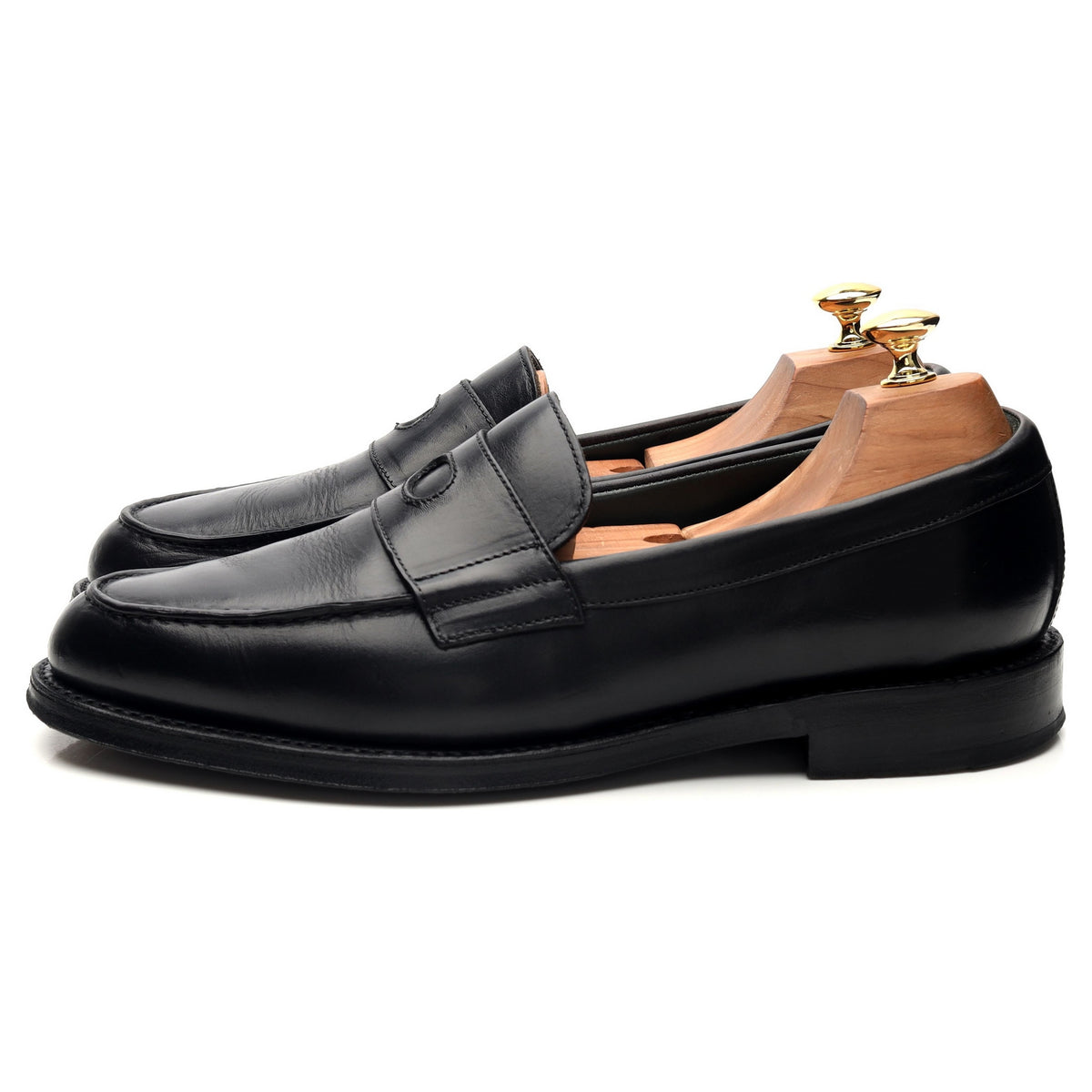 &#39;Charles&#39; Black Leather Loafers UK 9