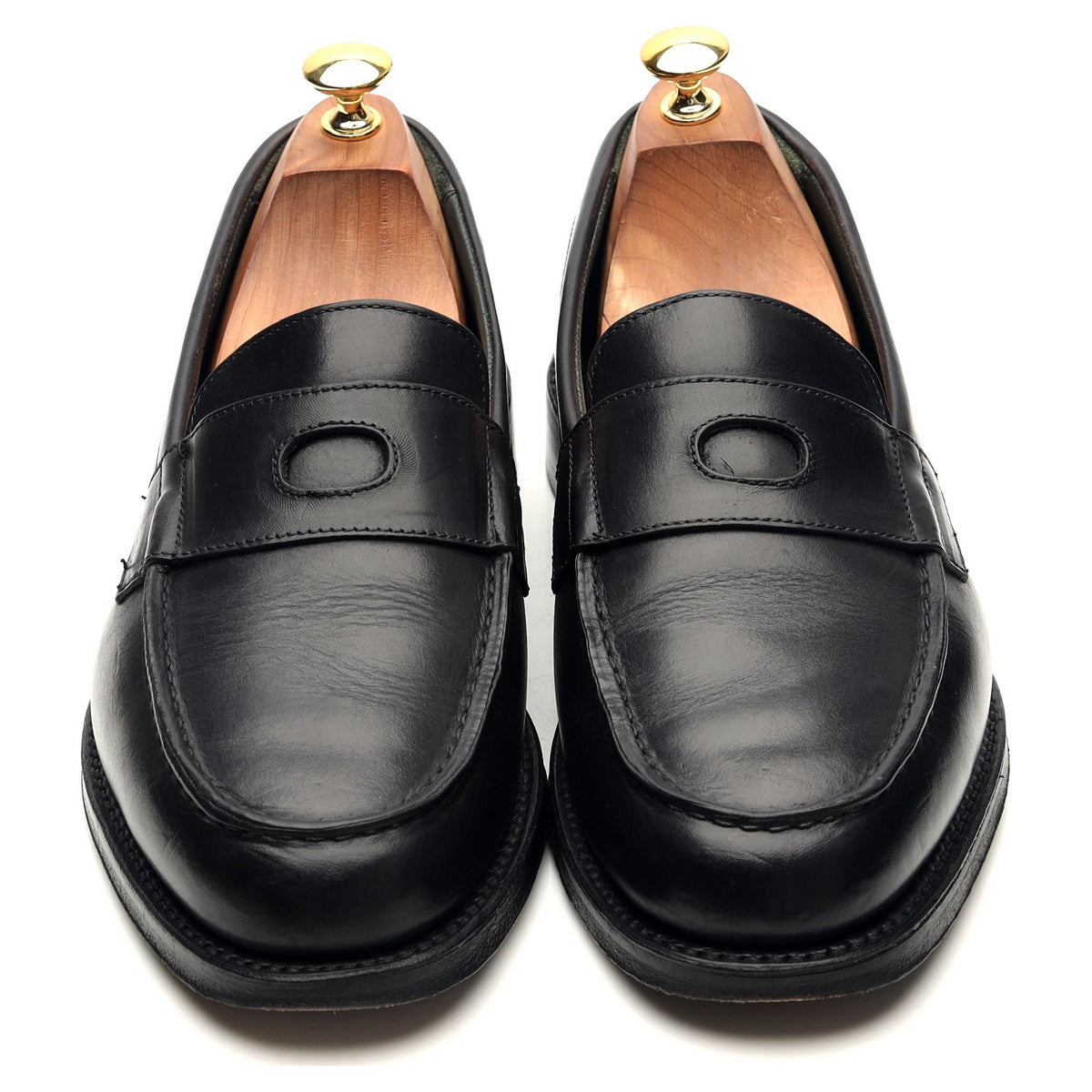 &#39;Charles&#39; Black Leather Loafers UK 9