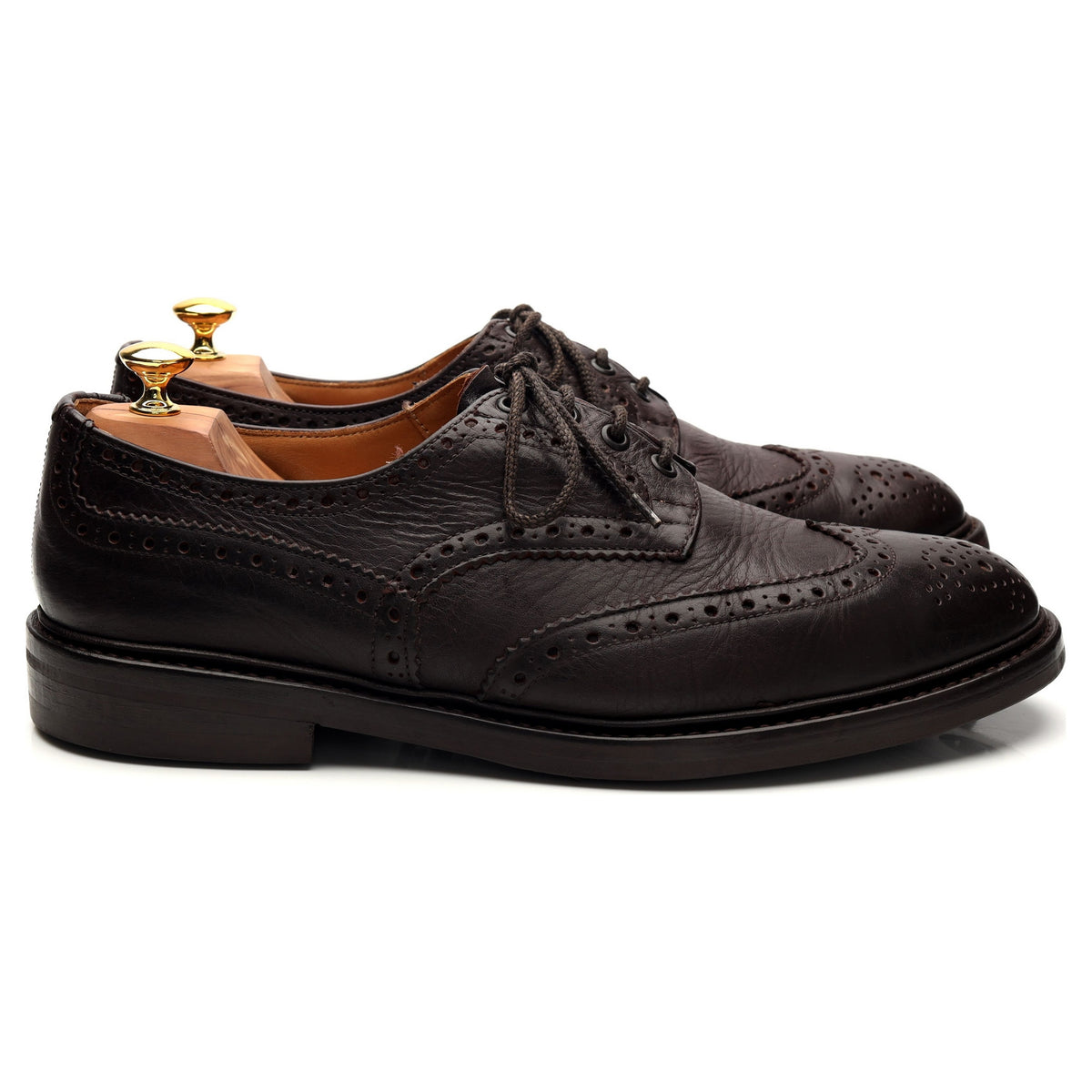 &#39;Bourton&#39; Dark Brown Kudu Leather Derby Brogues UK 11