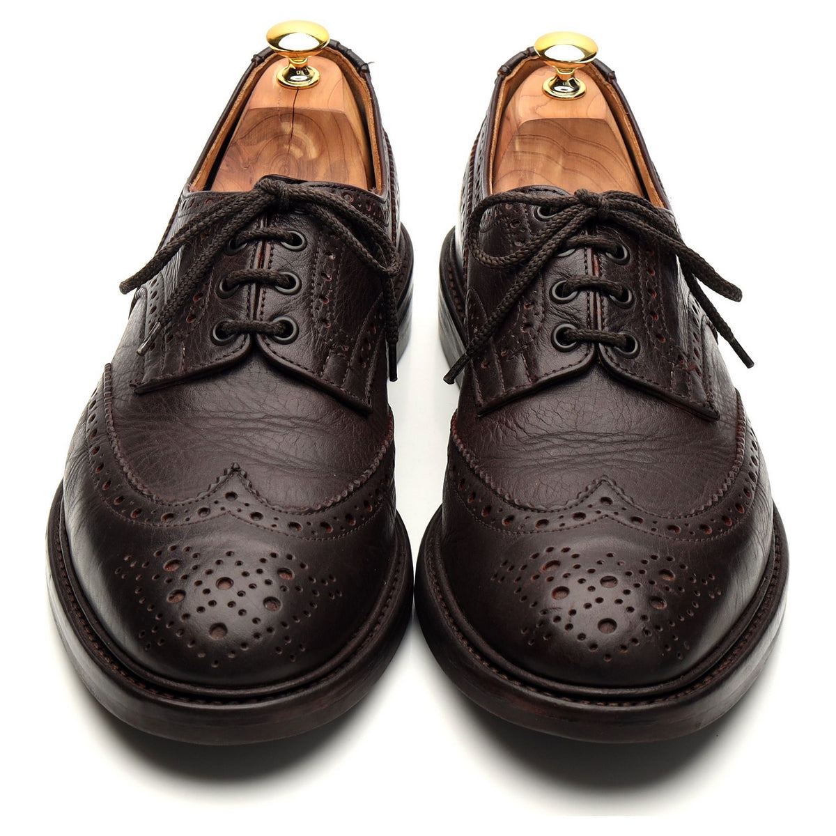 &#39;Bourton&#39; Dark Brown Kudu Leather Derby Brogues UK 11