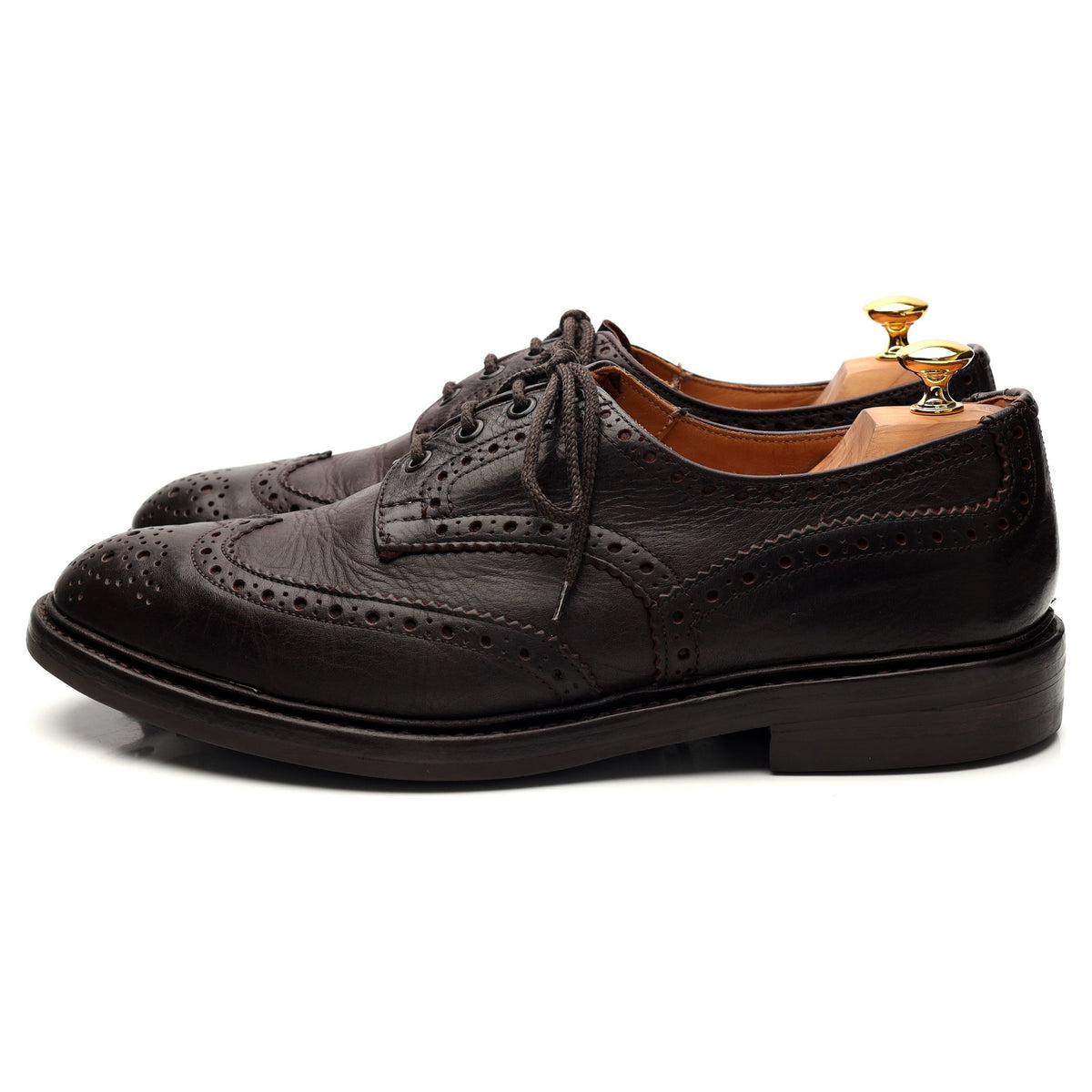 &#39;Bourton&#39; Dark Brown Kudu Leather Derby Brogues UK 11