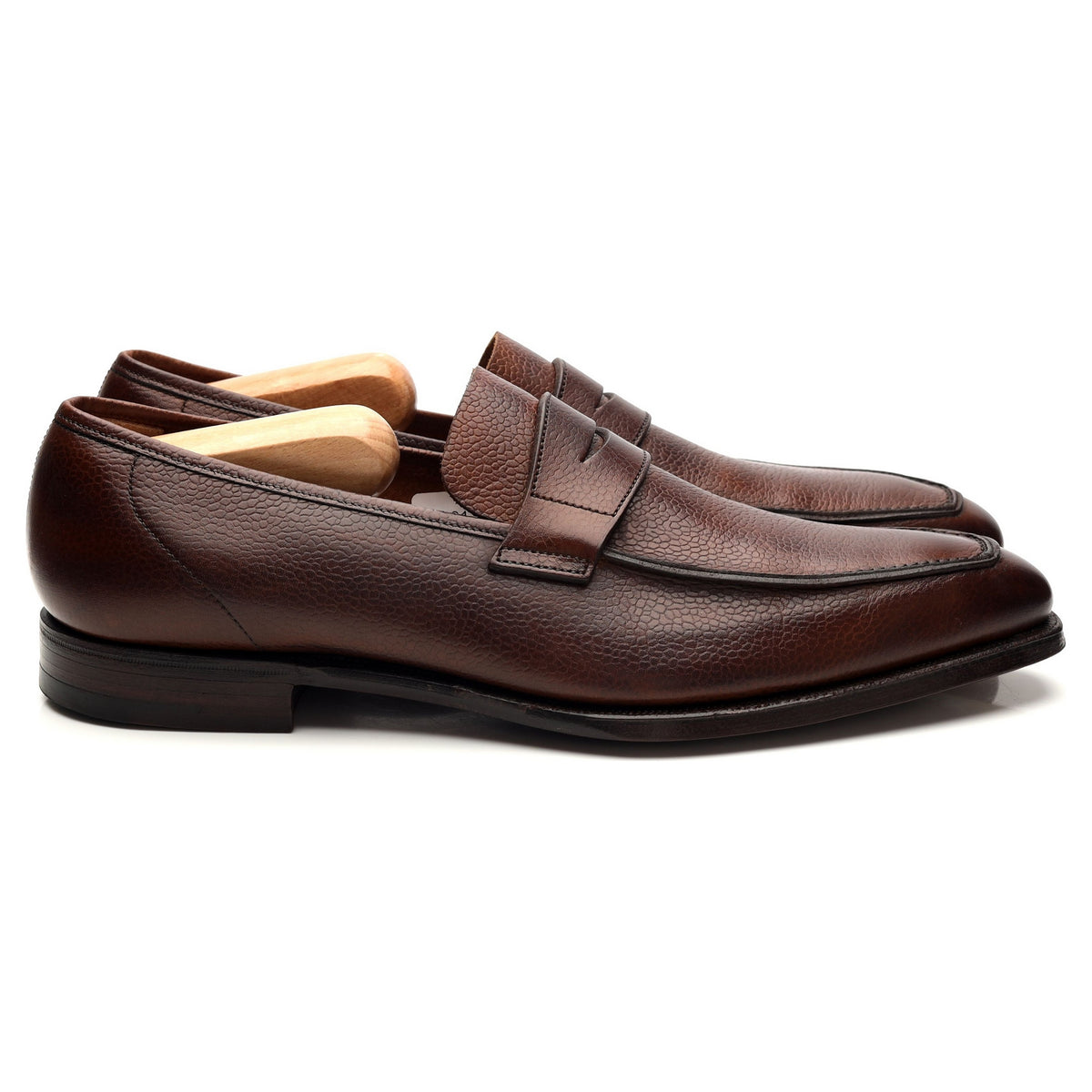 &#39;George&#39; Dark Brown Grain Leather Loafers UK 8.5 E