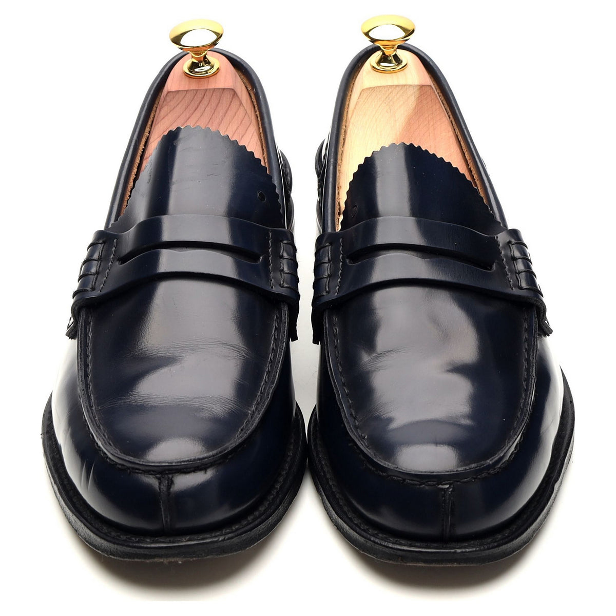 &#39;Tunbridge&#39; Navy Blue Leather Loafers UK 7 G