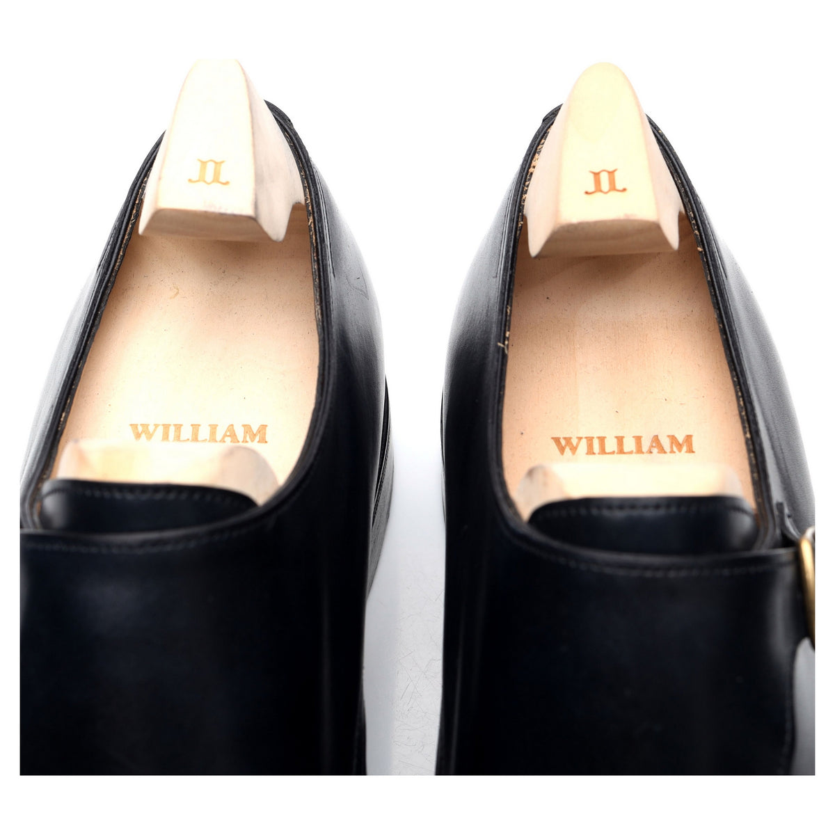 &#39;William&#39; Navy Blue Museum Leather Monk Strap UK 10.5 E