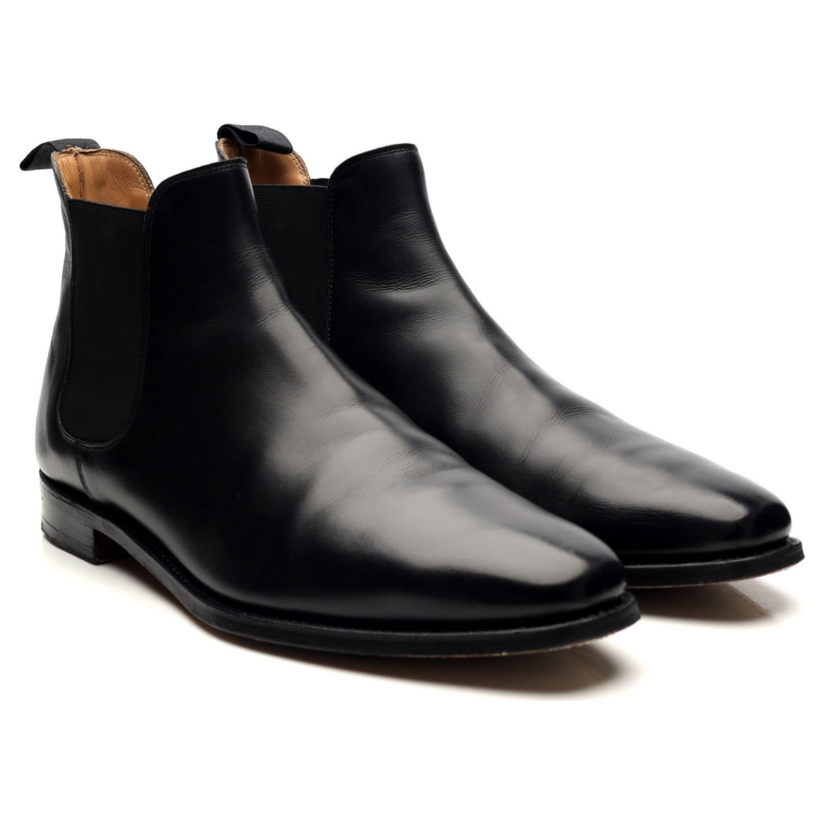 &#39;Chelsea&#39; Black Leather Boots UK 10.5 E