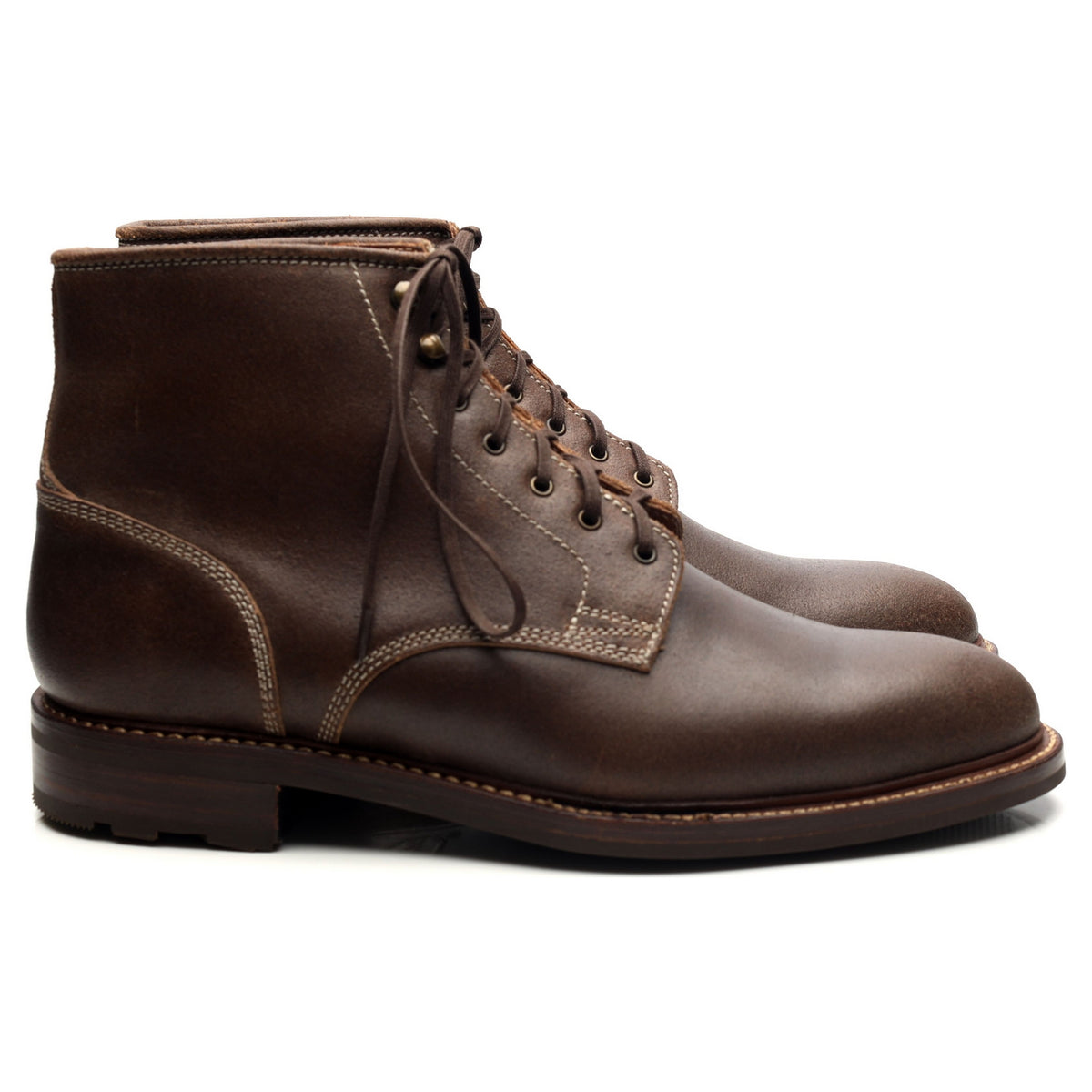 &#39;Lisbon 2&#39; Brown Waxed Leather Boots UK 10.5 US 11.5