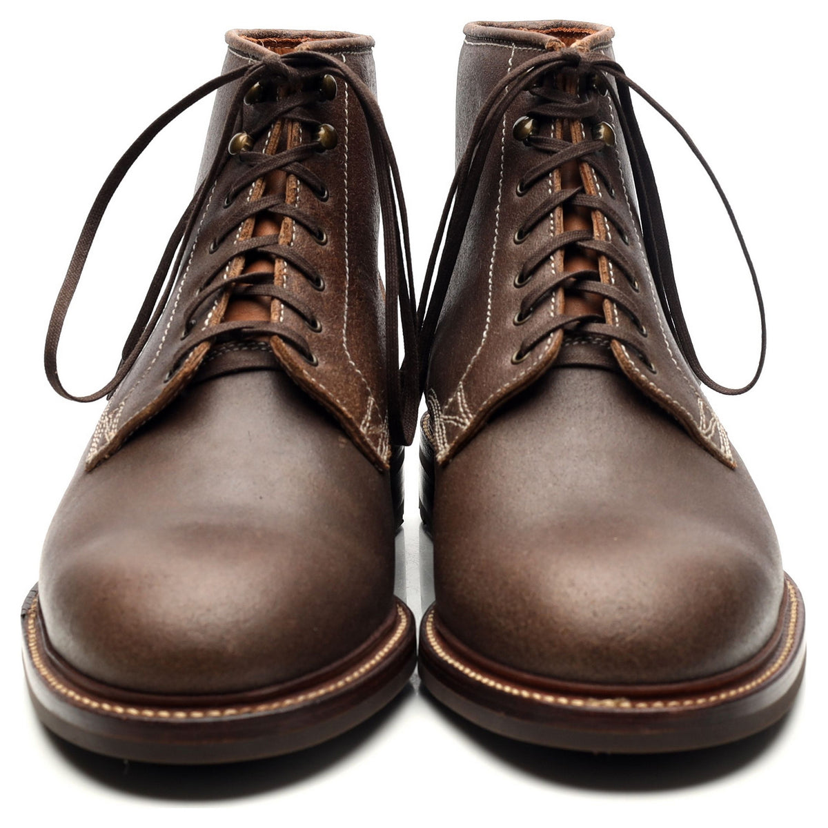 &#39;Lisbon 2&#39; Brown Waxed Leather Boots UK 10.5 US 11.5