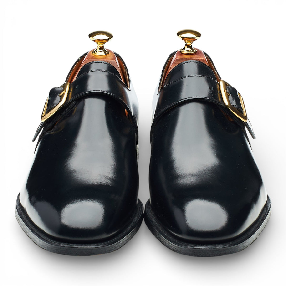 'Paisley' Black Leather Monk Strap UK 9.5 F