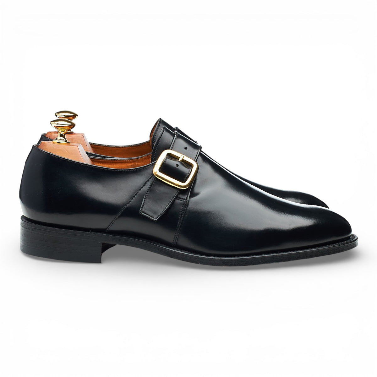 'Paisley' Black Leather Monk Strap UK 9.5 F