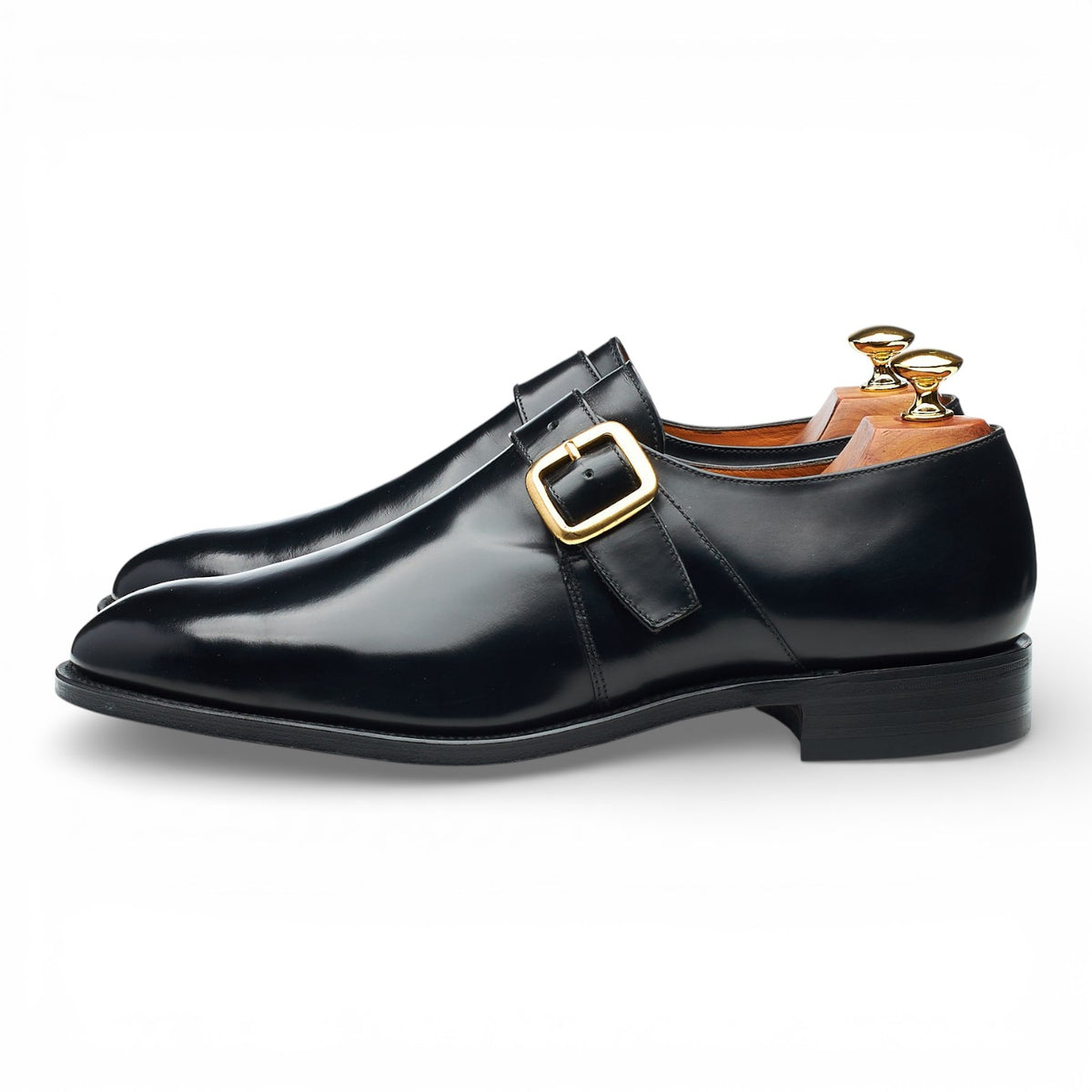 'Paisley' Black Leather Monk Strap UK 9.5 F